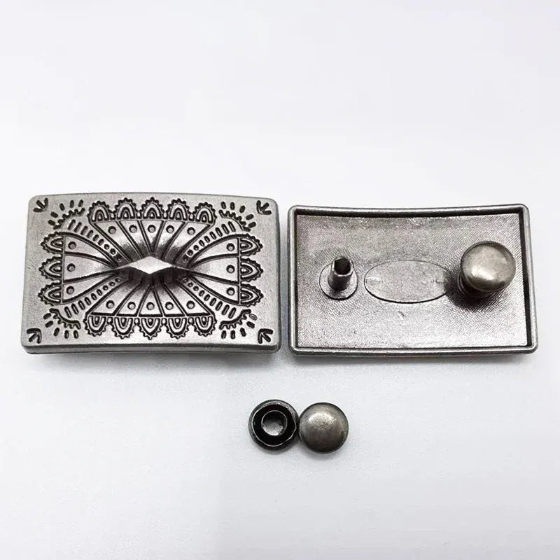 Rektangulär concho i vintagemetall