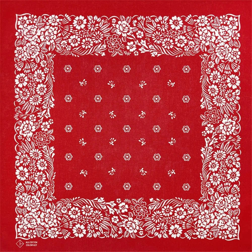 Röd Bandana med Vitt Blomstermönster