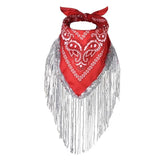 Röd Cowboy Bandana med Glitterfransar