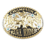 Rodeo Champion Bältesspänne "Bull Rider" med Turkos Strass