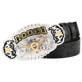 Rodeo Cowboyäderbälte Svart (Oxhuvud) / 90cm