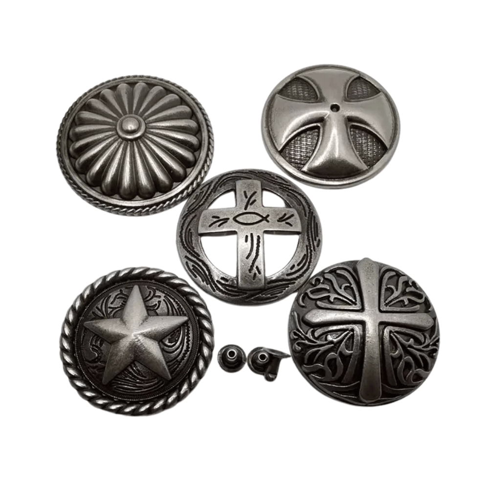 Rund concho antiksilver