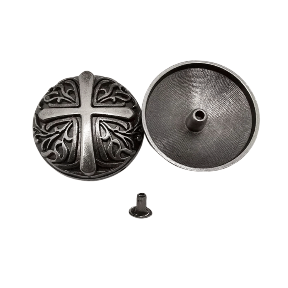 Rund concho antiksilver