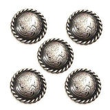 Rund concho med blomgravyr