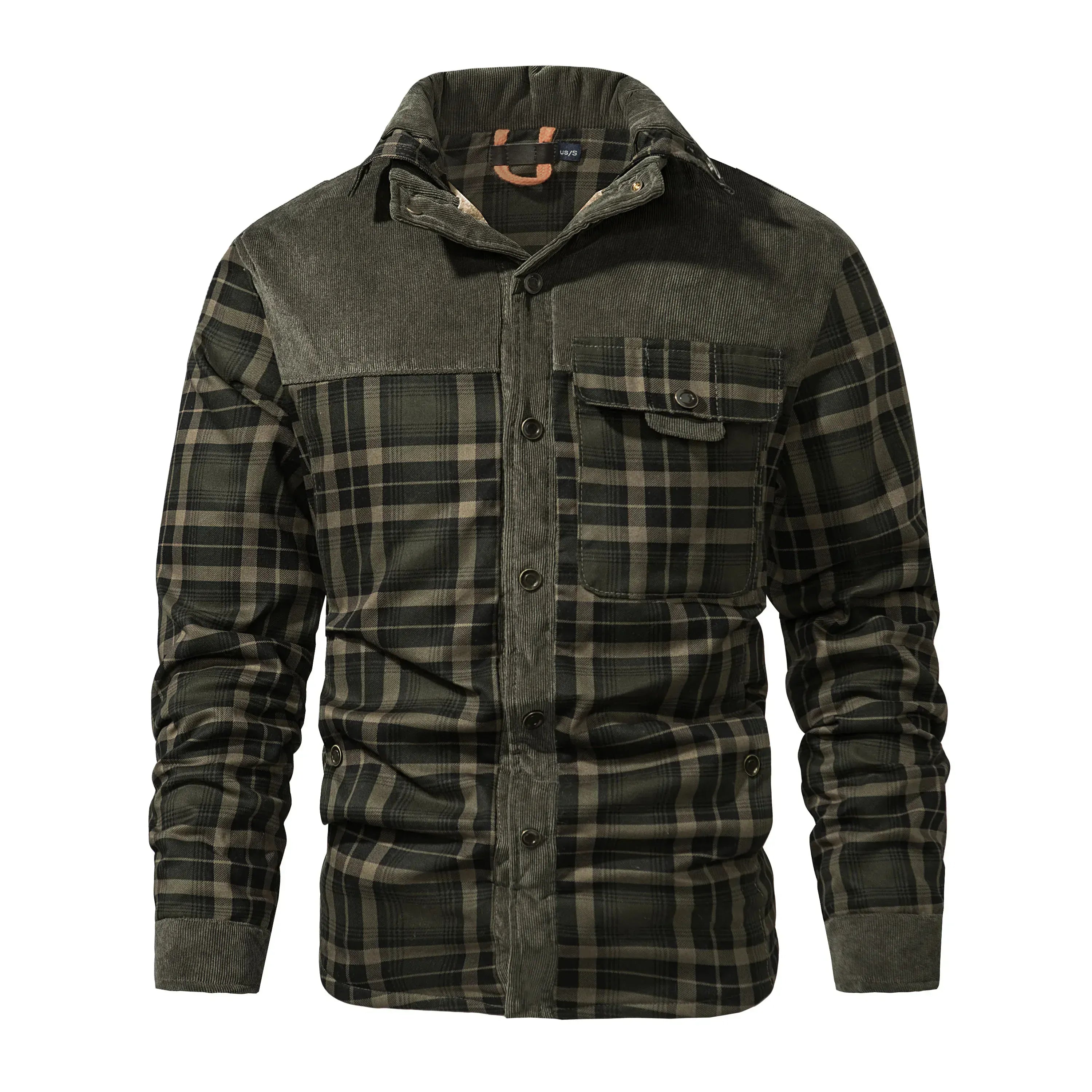 Rutig jacka herr Armégrön / S