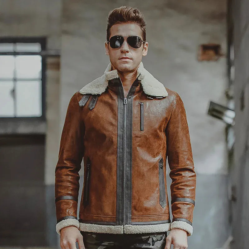 Shearling jacka brun
