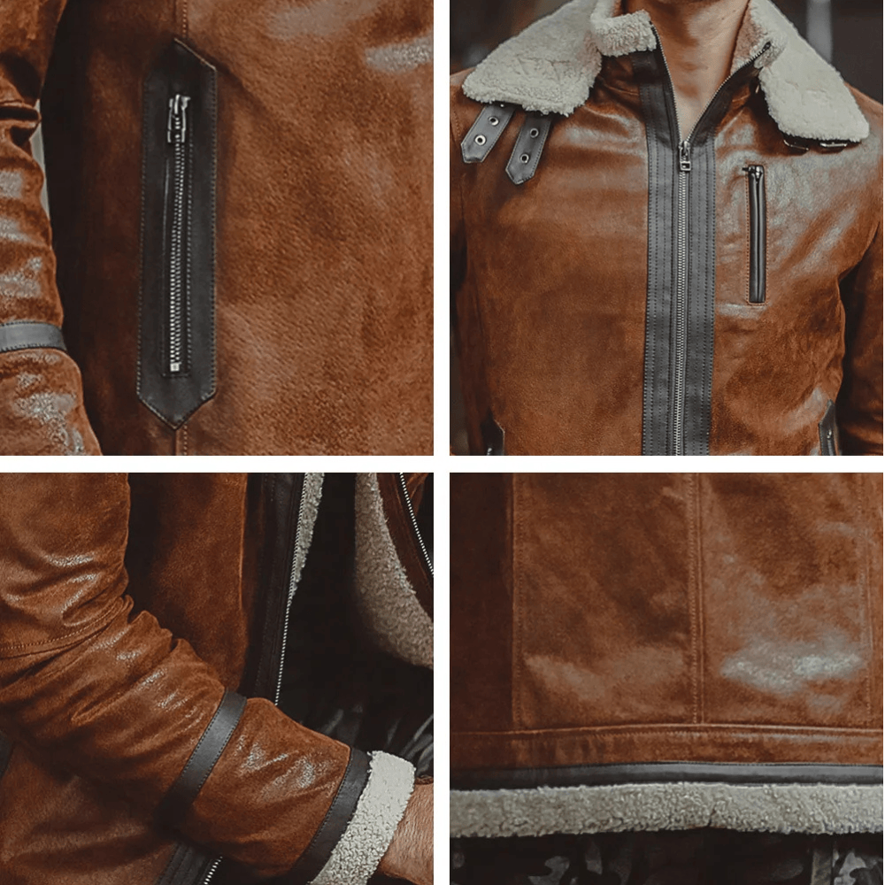 Shearling jacka brun