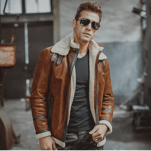 Shearling jacka brun