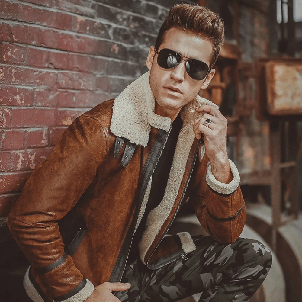 Shearling jacka brun