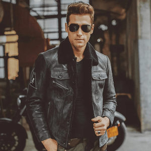 Shearling jacka herr svart