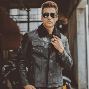 Shearling jacka herr svart