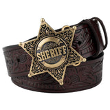 Sheriff westernläderbälte Brons rödbrun / 90cm