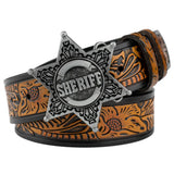 Sheriff westernläderbälte Silver kamel / 90cm