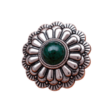 Silver Concho med 3D-Blomdesign och Färgad Pärla Grön pärla / 2st