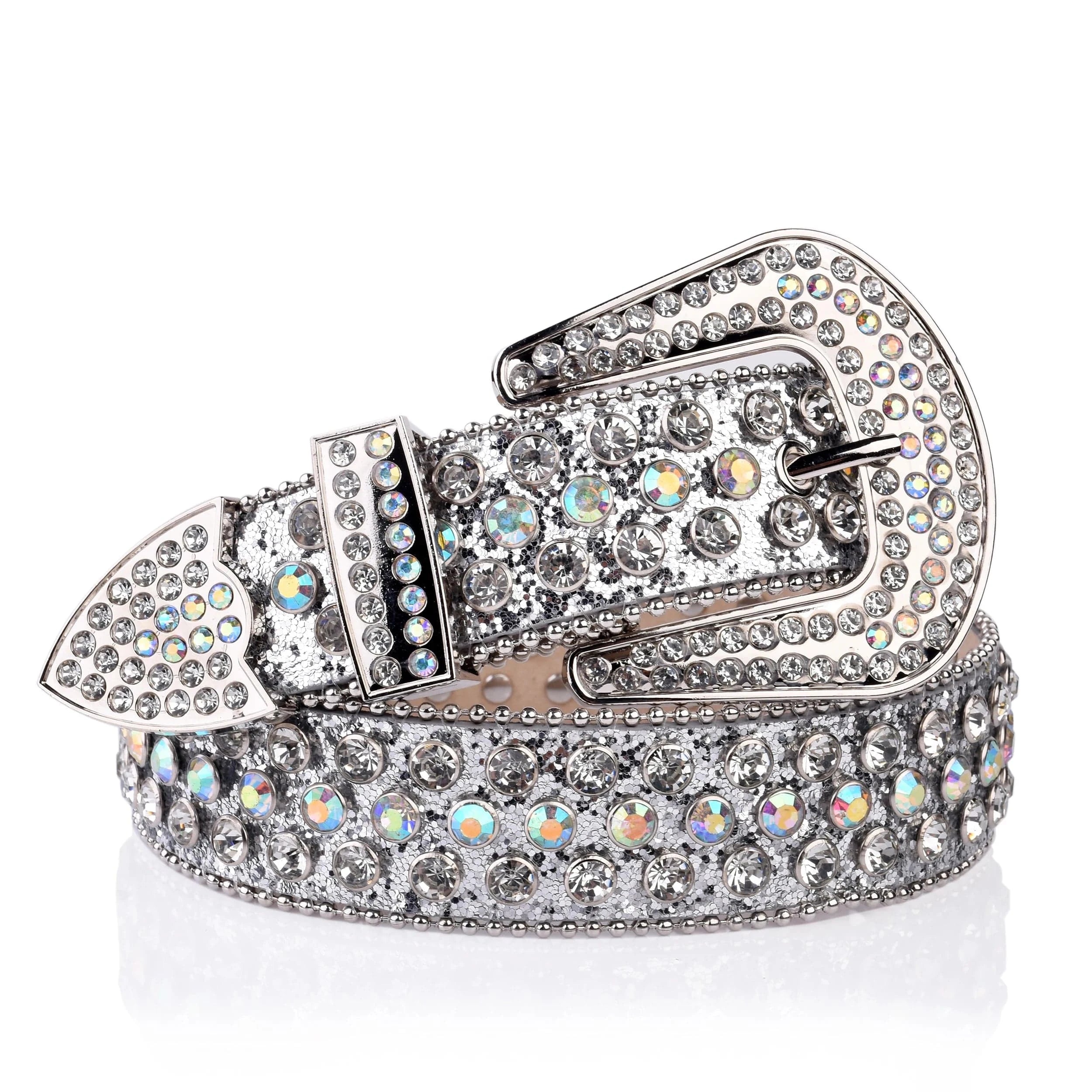 Silverfärgat westernbälte med strass