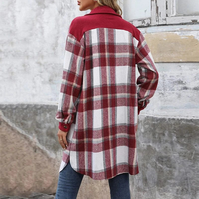 Skjorta lång rutig för kvinnor