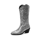 Cowboyboots med Ormskinnsmönster för Dam