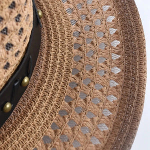 Strå Cowboyhatt Ventilerad Ljusbrun / Kan justeras
