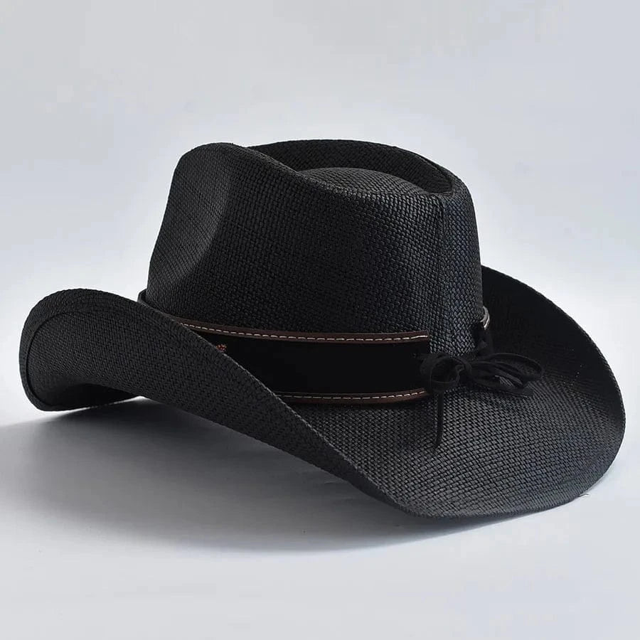 Stråcowboyhatt med Broderad Rem