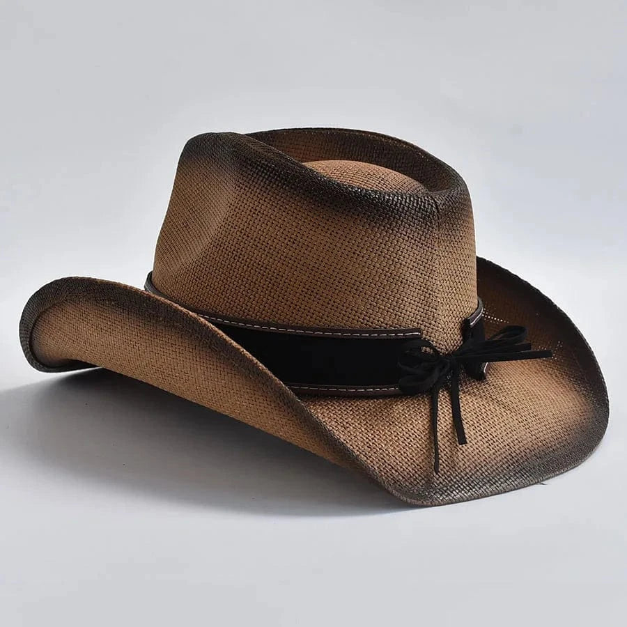 Stråcowboyhatt med Broderad Rem