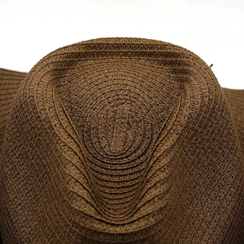 Stråcowboyhatt med fjäderdekor