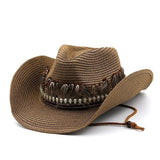 Stråcowboyhatt med fjäderdekor Brun / 56-58cm