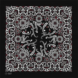 Svart Bandana med Vitt och Rött Blomstermönster