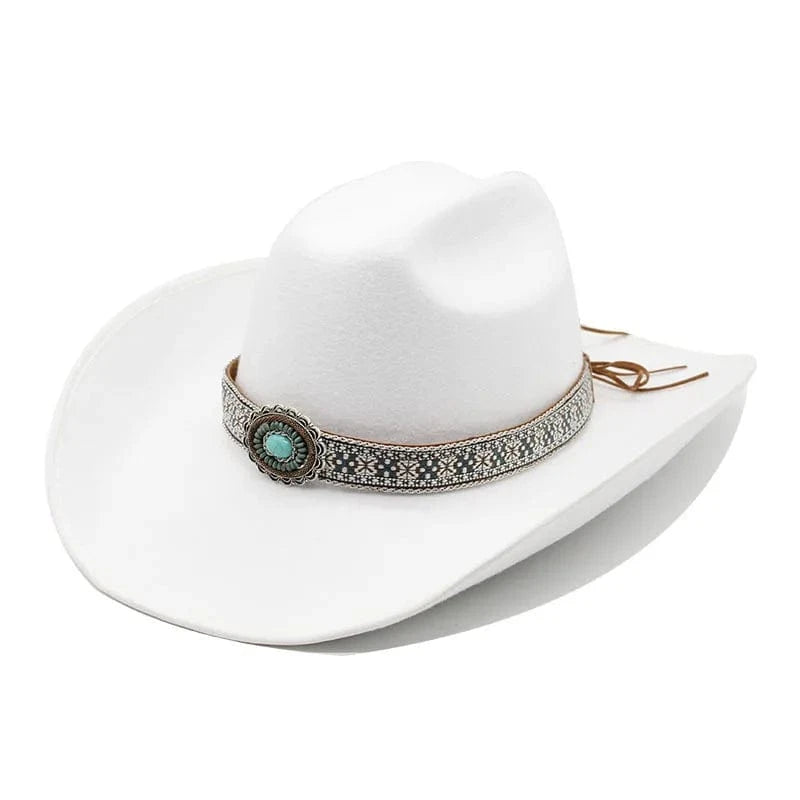 Vit cowboyhatt dam