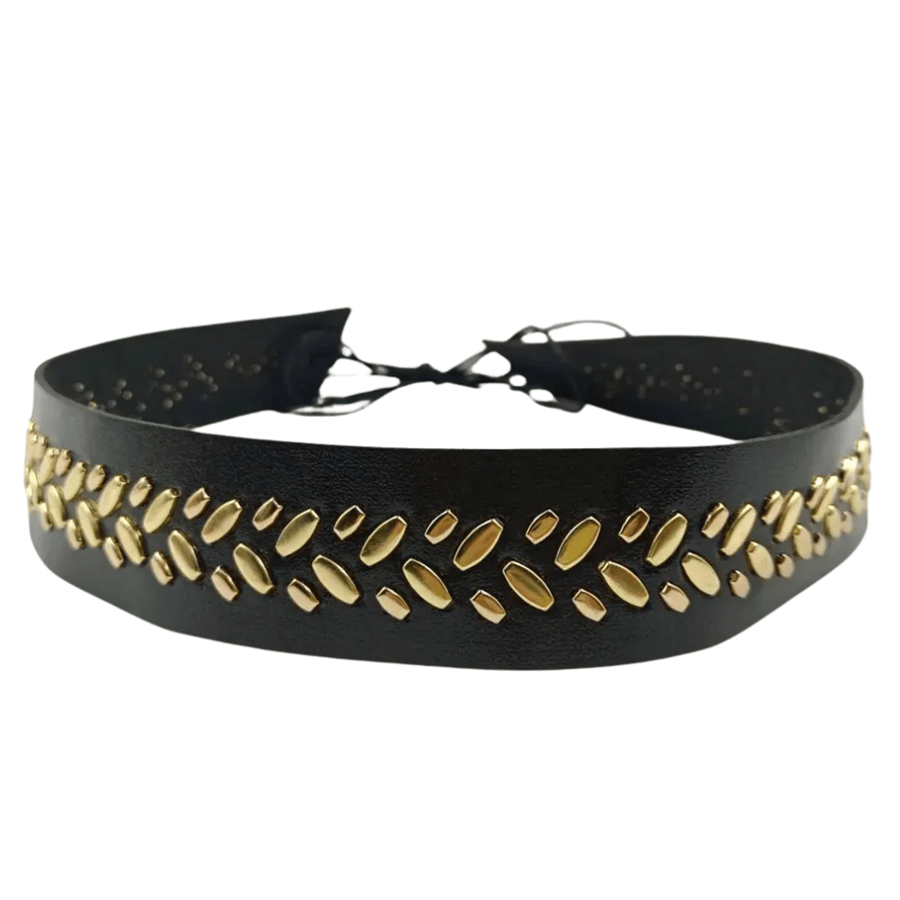 Svart cowboyhattband med gyllene metallnitar