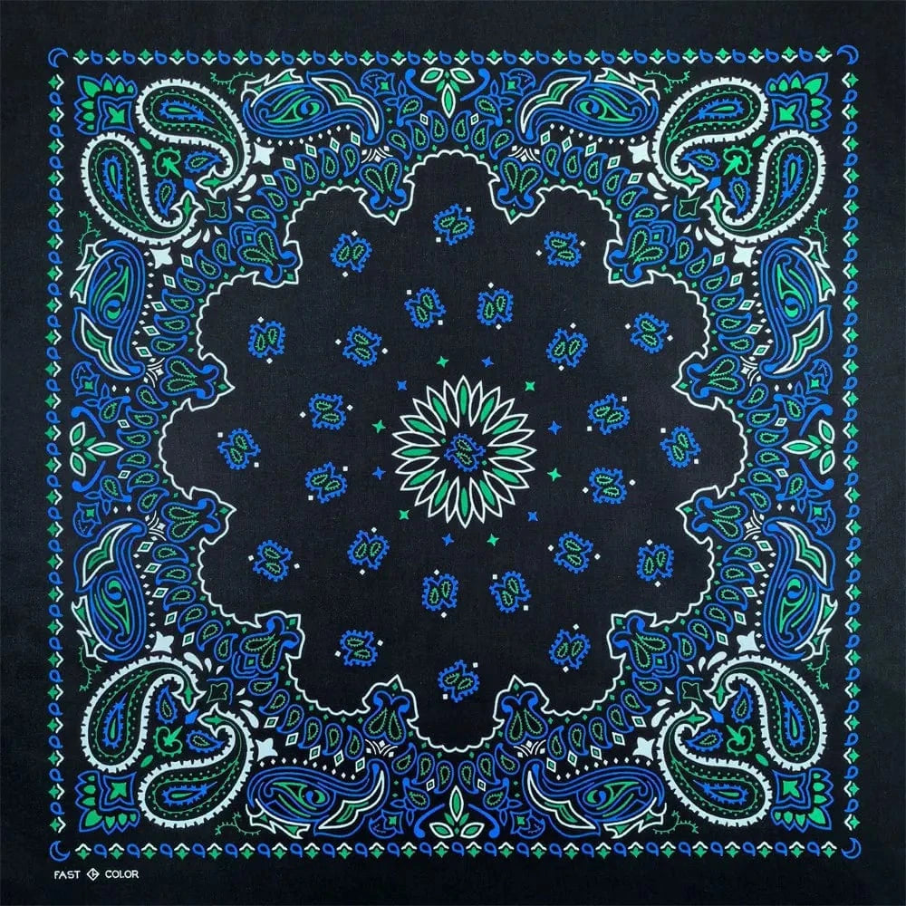 Svart Paisley Bandana med Flerfärgat Tryck