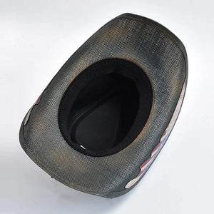 Svart stråcowboyhatt USA Svart / 56-58cm