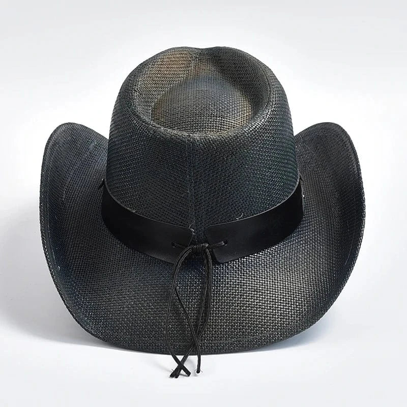Svart stråcowboyhatt USA Svart / 56-58cm