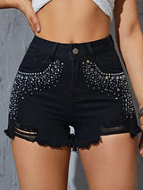 Svarta jeansshorts med strass