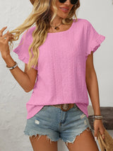 T-shirt blus med volangärmar