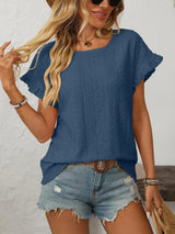 T-shirt blus med volangärmar