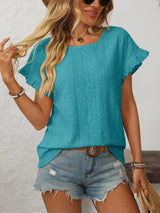 T-shirt blus med volangärmar