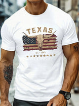 T-shirt i Bomull med Texas Longhorn