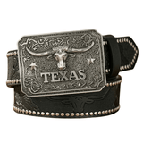 Texas Longhorn westernbälte Svart / 120cm