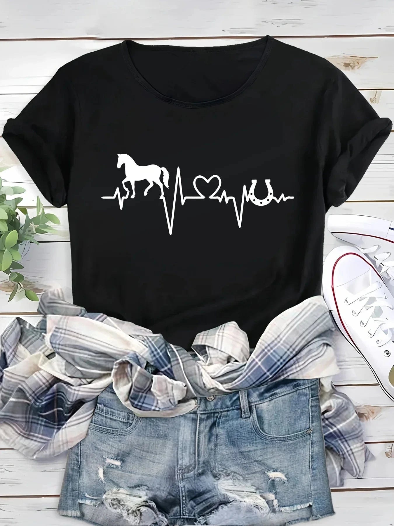 Tshirt för dam med häst hjärta och hästsko