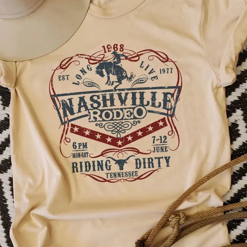 Tshirt för dam Nashville Rodeo westernstil
