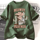 Tshirt med cowboykatt "Meowdy Partner"