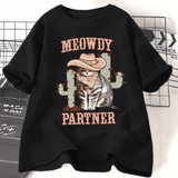 Tshirt med cowboykatt "Meowdy Partner"