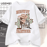 Tshirt med cowboykatt "Meowdy Partner"