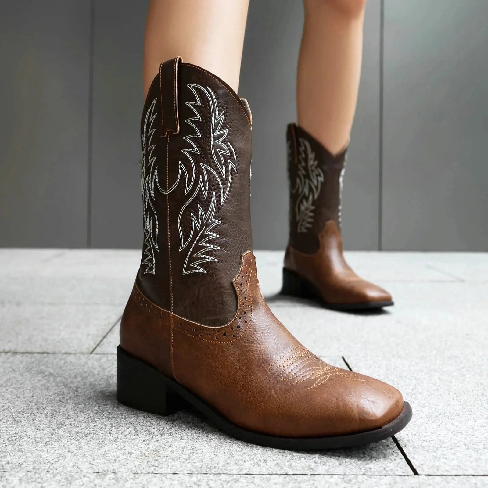 Tvåfärgade Cowboyboots för Dam