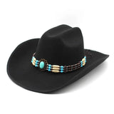 Ull Cowboyhatt med pärlband Svart / 57-59cm