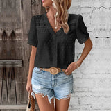 V ringad blus dam