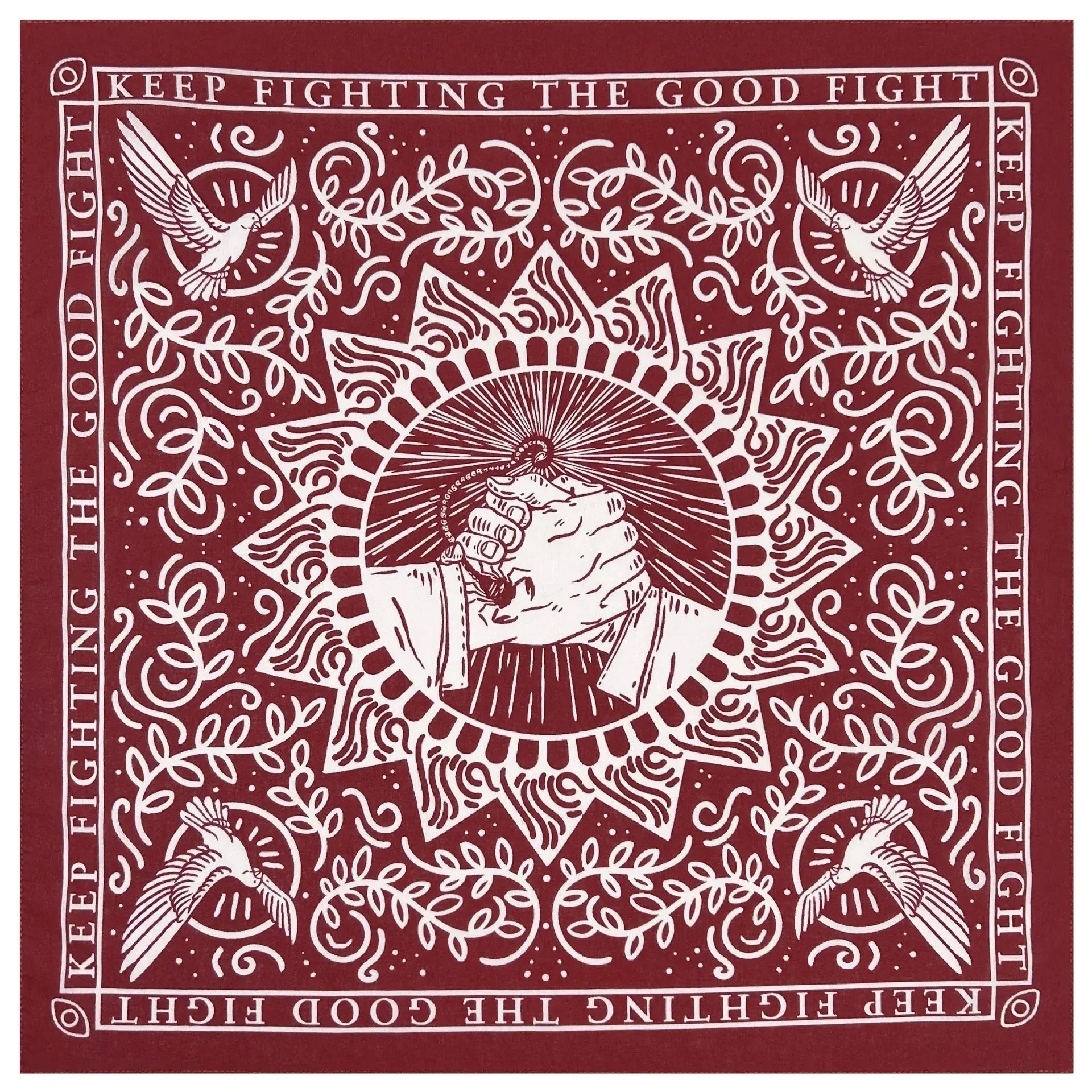 Vinröd bandana vitmönster