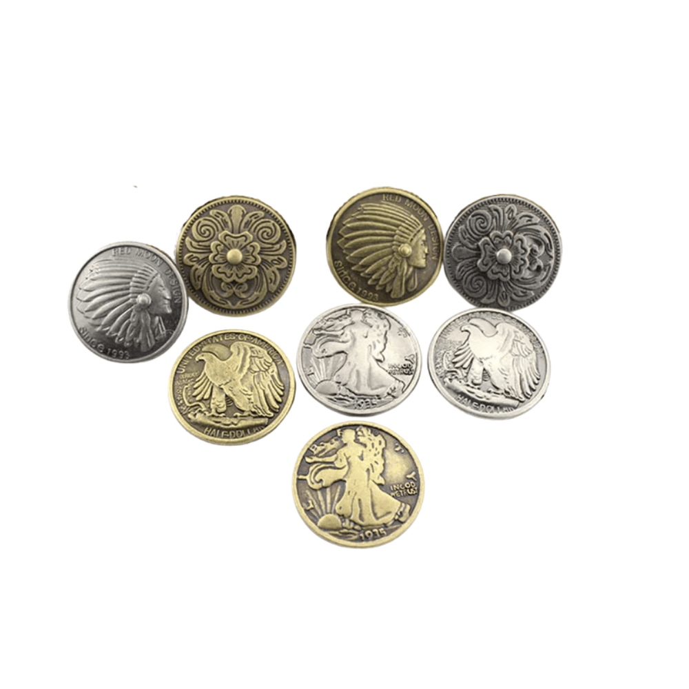 Vintage Concho i Zinklegering med Präglat Mönster och Skruvfäste