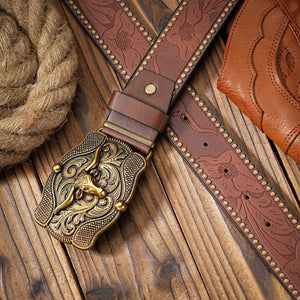 Vintage Cowboybälte med Longhornhuvud