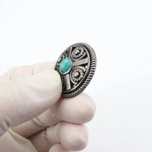 Vintage rund concho med sten